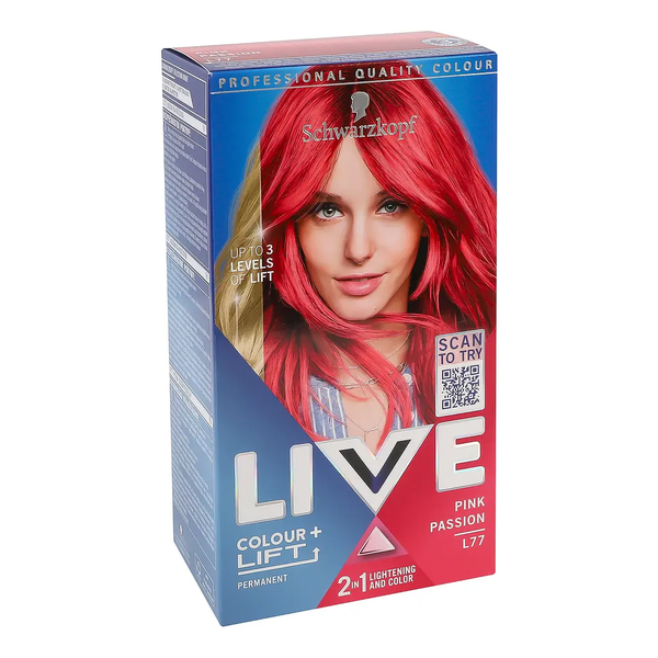Фарба для волосся Schwarzkopf Live Colour + Lift освітлювальна тонуюча L77 Pink Passion - Pampik