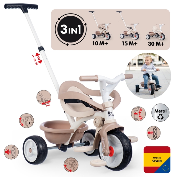 Трехколесный велосипед 3 в 1 Smoby Toys Би Муви Комфорт, айвори (7600740418) - Pampik - 3
