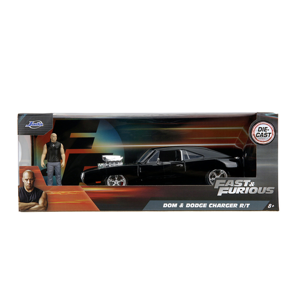 Машина металева Jаdа Форсаж Додж Чарджер (1970) з фігyркою Доменіка Торетто, 1:24, чорний (253205006) - Pampik - 18
