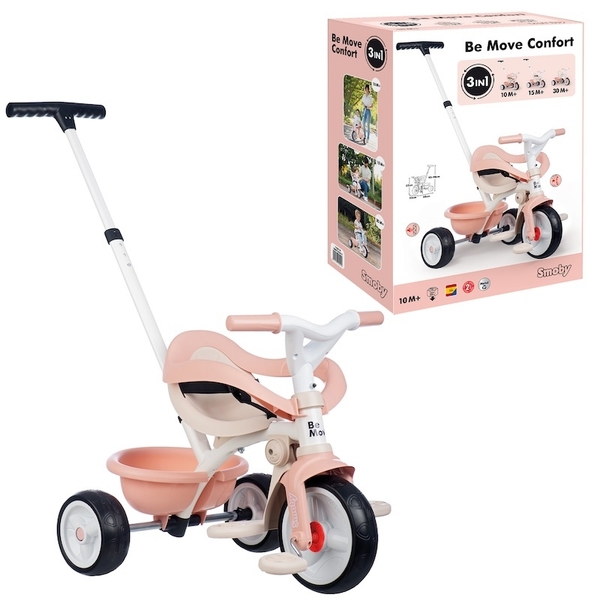 Трехколесный велосипед 3 в 1 Smoby Toys Би Муви Комфорт, розовая жемчужина (7600740419) - Pampik