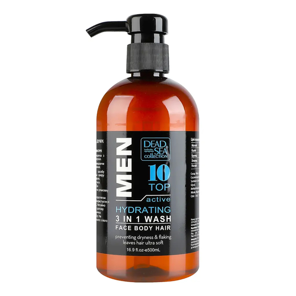 Гель для душа, волос и лица для мужчин Dead Sea Collection Men’s Sandalwood Face Hair&Body Wash 3 in 1, 500 мл - Pampik
