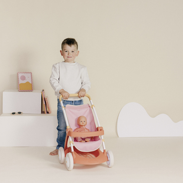 Прогулянка коляска для ляльки Smoby Baby Nurse Теракотова пудра, з корзиною (7600254024) - Pampik - 7