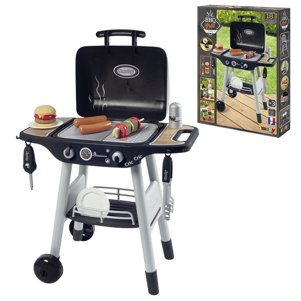 Игровой набор Smoby Барбекю-гриль на колесах, 18 аксессуаров (312001) - Pampik