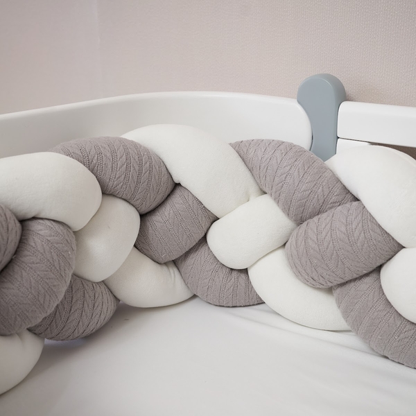 Бампер-косичка Twins Pastel, 4-х прядна, 240 см, сірий (020-K4-240P-10) - Pampik - 3