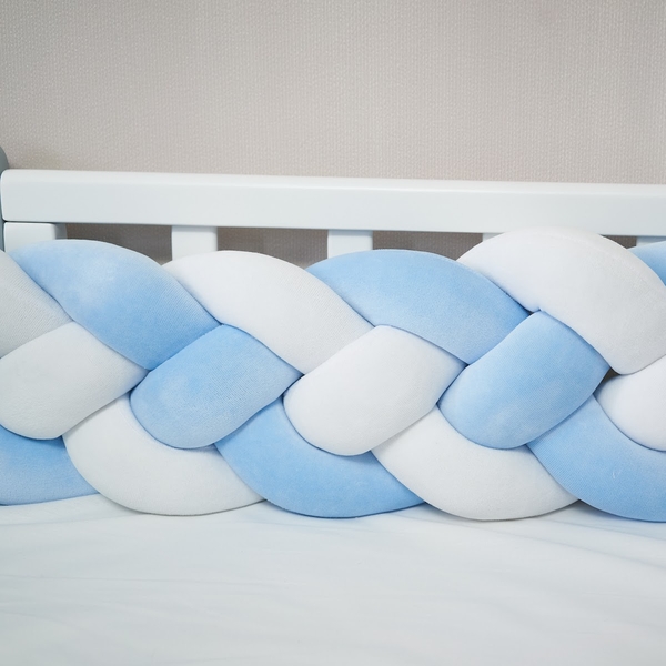 Бампер-косичка Twins, 4-х прядна, 240 см, блакитний (2020-K4-240-04) - Pampik - 3