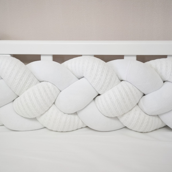 Бампер-косичка Twins Pastel, 4-х прядна, 240 см, білий (2020-K4-240P-01) - Pampik - 3