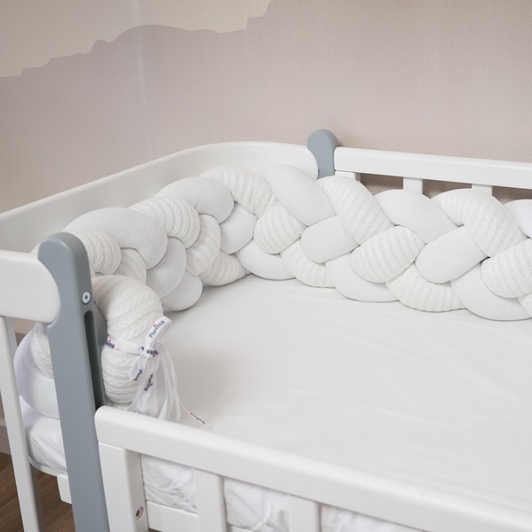 Бампер-косичка Twins Pastel, 4-х прядна, 240 см, білий (2020-K4-240P-01) - Pampik - 4