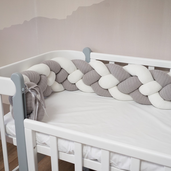 Бампер-косичка Twins Pastel, 4-х прядна, 240 см, сірий (020-K4-240P-10) - Pampik - 2