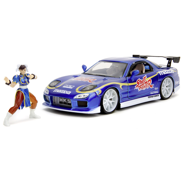 Машина металлическая Jada Уличный боец Mazda RX-7 с фигуркой Чан-ли, 1:24, синий (253255062) - Pampik - 2