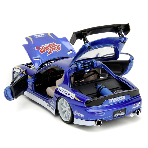 Машина металлическая Jada Уличный боец Mazda RX-7 с фигуркой Чан-ли, 1:24, синий (253255062) - Pampik - 7