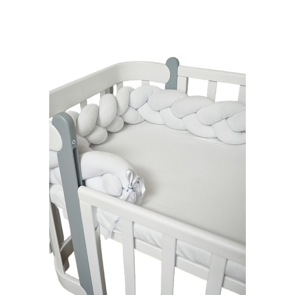 Бампер-косичка Twins, 3-х прядна, 220 см, білий (2020-K3-220-01) - Pampik