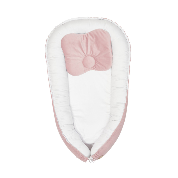 Кокон-позиционер Twins Velvet, с ортопедической подушкой, пудровый (9064-TV-24) - Pampik