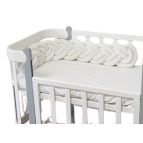 Бампер-косичка Twins, 3-х прядна, подвійна, 120х18 см, білий (2020-K3-2-120-01) - Pampik