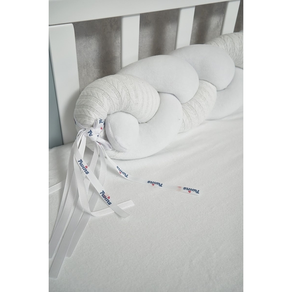 Бампер-косичка Twins Pastel, 3-х прядна, 120 см, білий (2020-K3-120P-01) - Pampik - 3