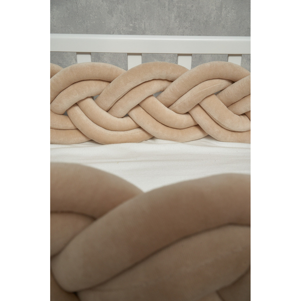 Бампер-косичка Twins, 3-х прядна, подвійна, 300х18 см, бежевий (2020K32-300-02) - Pampik - 4