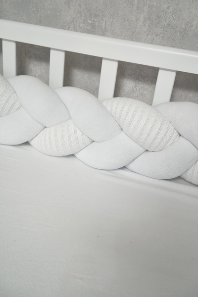 Бампер-косичка Twins Pastel, 3-х прядна, 240 см, білий (2020-K3-240P-01) - Pampik - 2