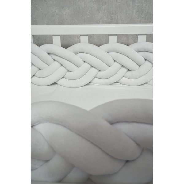 Бампер-косичка Twins, 3-х прядна, подвійна, 260х18 см, бІлий (2020K32-260-01) - Pampik - 2