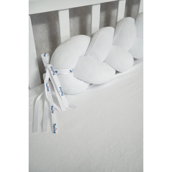 Бампер-косичка Twins, 3-х прядна, 220 см, білий (2020-K3-220-01) - Pampik - 3