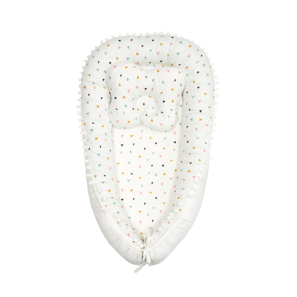 Кокон-позиционер Twins Маршмеллоу Мозаика, с ортопедической подушкой, светло-бежевый (9063-TM-20) - Pampik
