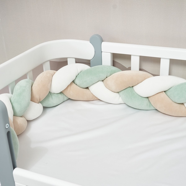 Бампер-косичка Twins, 3-х прядна, 220 см, ментоловий (2020-K3-220-01431) - Pampik - 3