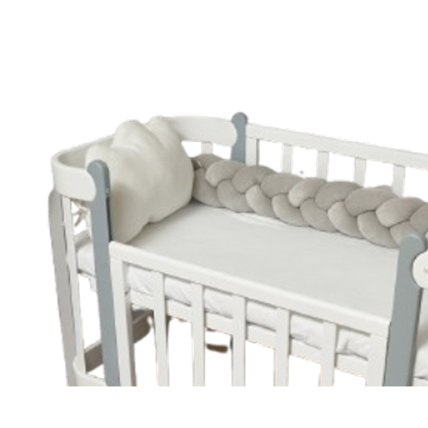 Бампер-косичка Twins, 3-х прядна, 120 см, сірий (2020-К3-120-10) - Pampik