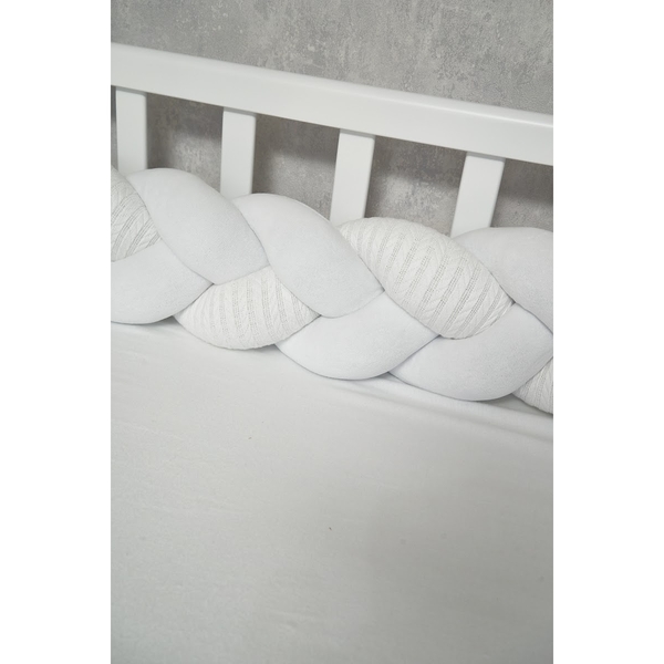 Бампер-косичка Twins Pastel, 3-х прядна, 120 см, білий (2020-K3-120P-01) - Pampik - 2