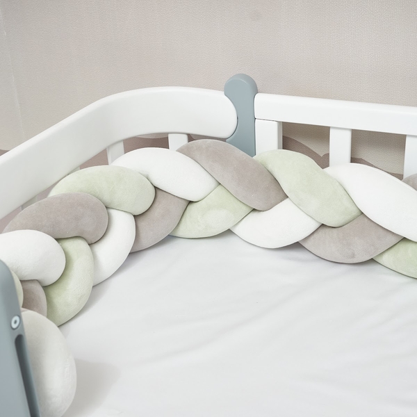 Бампер-косичка Twins, 3-х прядна, 120 см, м'ятний (2020-K3-120-14) - Pampik - 3