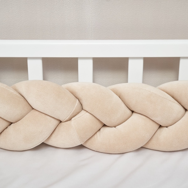 Бампер-косичка Twins, 3-х прядна, 120 см, латте (2020-K3-120-201) - Pampik - 3