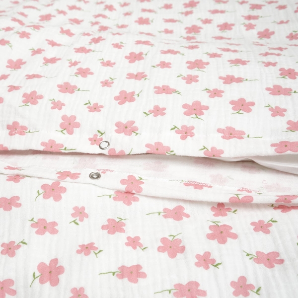 Комплект постільної білизни Twins Muslin Print Flowers, 4 предмети, білий з рожевим (3031-TMP-08) - Pampik - 3