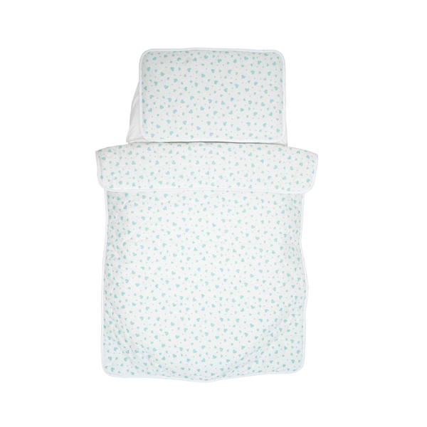 Набір Twins Print Сердечка: подушка, 40х60 см та ковдра, 120х90 см, ментоловий (SETTP200P-14) - Pampik