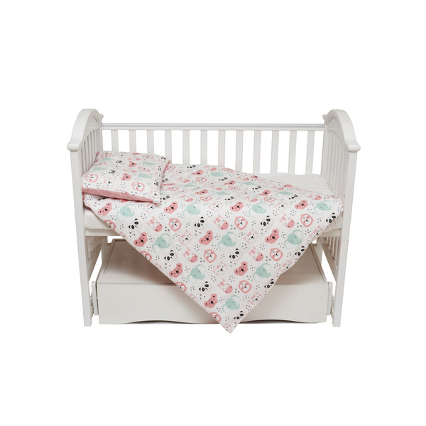 Комплект постільної білизни Twins Zoo, 120х90 см, 4 предмети, рожевий (3022-TZ-08) - Pampik