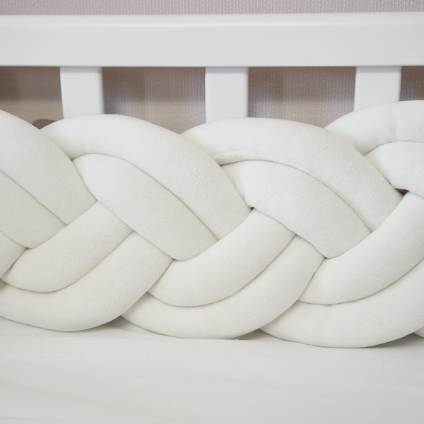 Бампер-косичка Twins, 3-х прядна, подвійна, 120х18 см, білий (2020-K3-2-120-01) - Pampik - 3