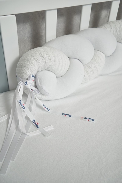 Бампер-косичка Twins Pastel, 3-х прядна, 240 см, білий (2020-K3-240P-01) - Pampik - 3