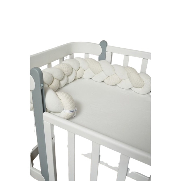 Бампер-косичка Twins Pastel, 3-х прядна, 220 см, світло-бежевий (2020-K3-220P-202) - Pampik