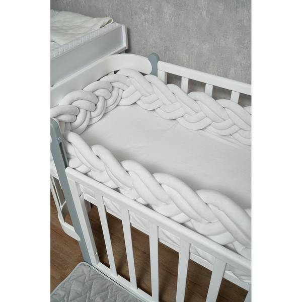 Бампер-косичка Twins, 3-х прядна, подвійна, 260х18 см, бІлий (2020K32-260-01) - Pampik - 3