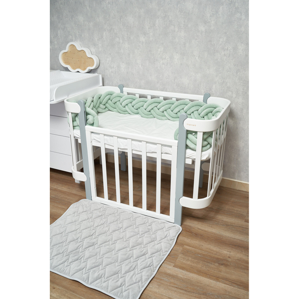 Бампер-косичка Twins, 3-х прядна, подвійна, 260х18 см, ментоловий (2020K32-260-14) - Pampik - 2