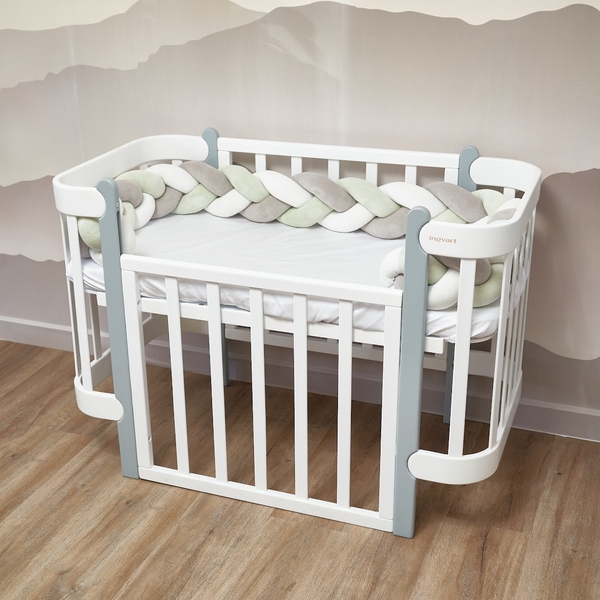 Бампер-косичка Twins, 3-х прядна, 120 см, м'ятний (2020-K3-120-14) - Pampik - 2