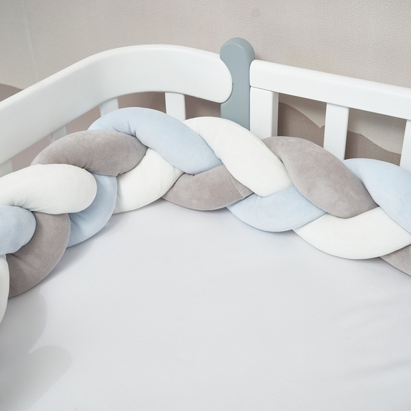 Бампер-косичка Twins, 3-х прядна, 220 см, блакитний (2020-K3-220-04) - Pampik - 3