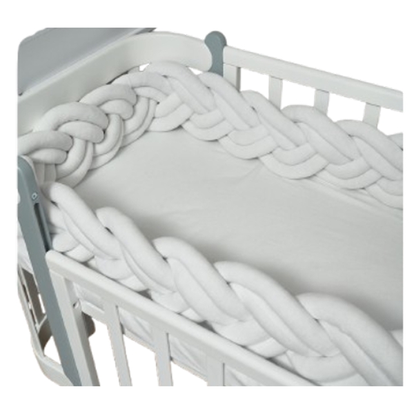 Бампер-косичка Twins, 3-х прядна, подвійна, 260х18 см, бІлий (2020K32-260-01) - Pampik