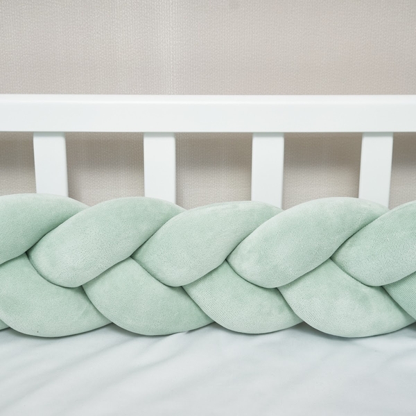 Бампер-косичка Twins, 3-х прядна, 220 см, темно-ментоловий (2020-K3-220-31) - Pampik - 4