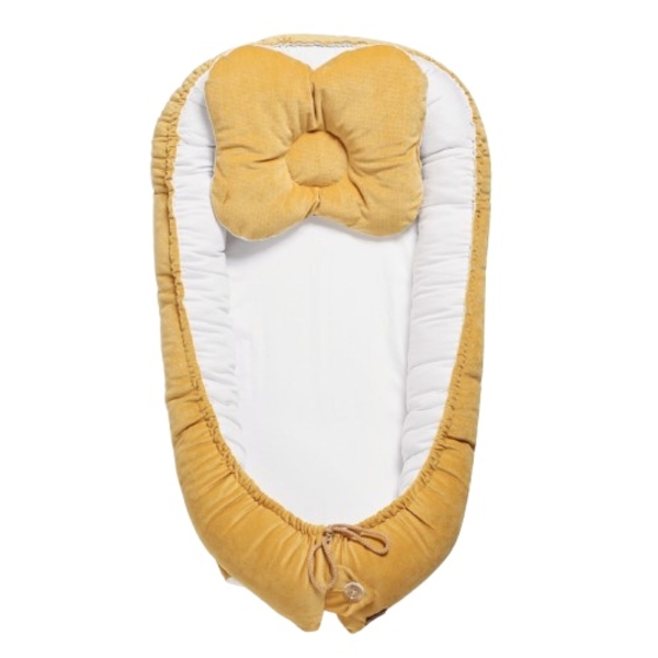 Кокон-позиционер Twins Velvet, с ортопедической подушкой, желтый (9064-TV-05) - Pampik