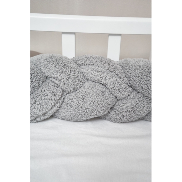 Бампер-косичка Twins Teddy, 3-х прядна, 120 см, сірий (2020-K3T120-10) - Pampik - 4