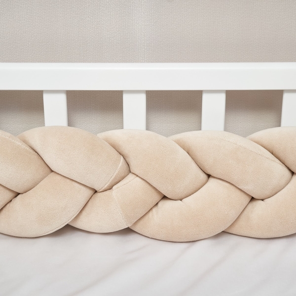 Бампер-косичка Twins, 3-х прядна, 200 см, латте (2020-КЗ-200-201) - Pampik - 2