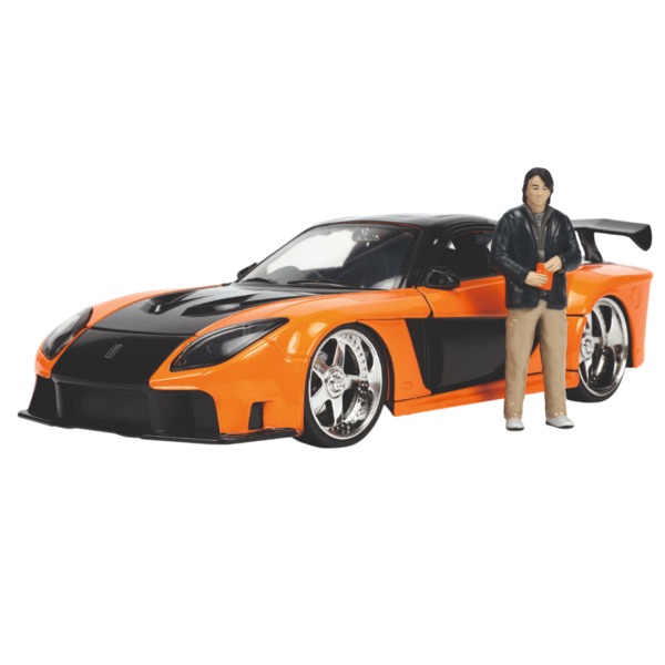 Машина металева Jada Форсаж 9 Мазда RX-7 з фігуркою Хана, 1:24, помаранчевий (253205002) - Pampik