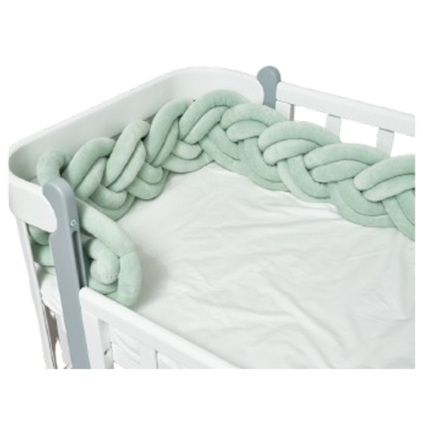 Бампер-косичка Twins, 3-х прядна, подвійна, 260х18 см, ментоловий (2020K32-260-14) - Pampik