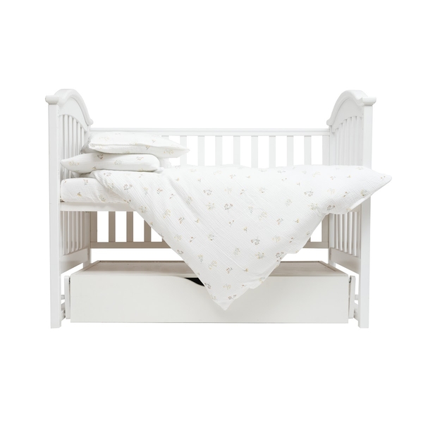 Комплект постільної білизни Twins Muslin Print Botanical, 4 предмети, білий (3031-TMP-202F) - Pampik - 2