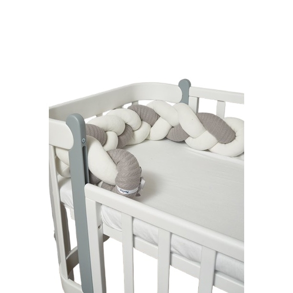 Бампер-косичка Twins Pastel, 3-х прядна, 220 см, сірий (2020-K3-220P-10) - Pampik