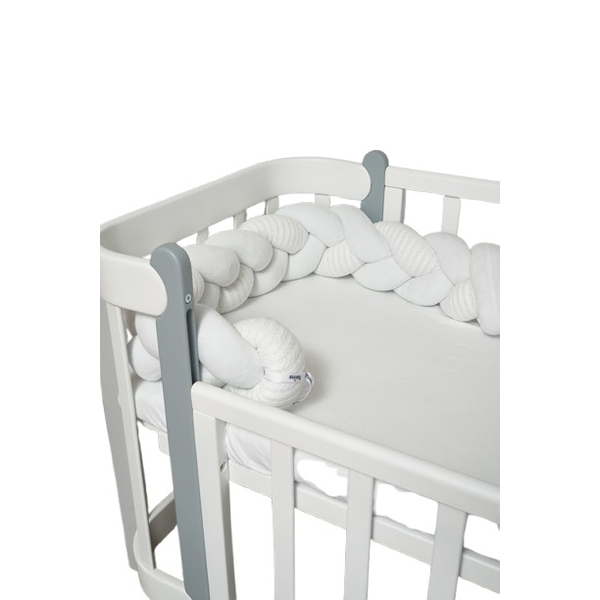 Бампер-косичка Twins Pastel, 3-х прядна, 120 см, білий (2020-K3-120P-01) - Pampik