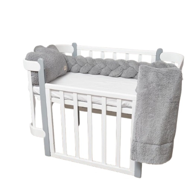 Бампер-косичка Twins Teddy, 3-х прядна, 120 см, сірий (2020-K3T120-10) - Pampik