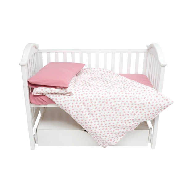 Комплект постільної білизни Twins Muslin Print Flowers, 4 предмети, білий з рожевим (3031-TMP-08) - Pampik